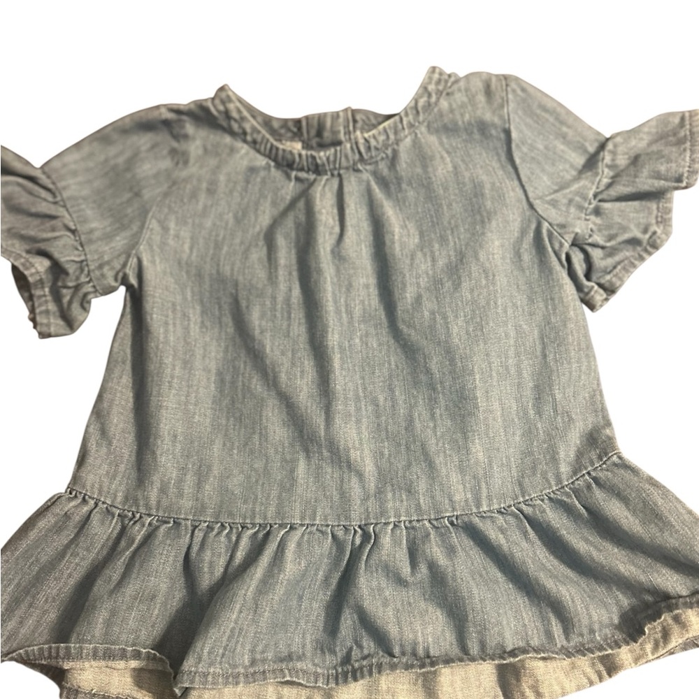 Cat & Jack Baby Girl Chambray Dress Ruffle Short Sleeve 18M‎ Casual